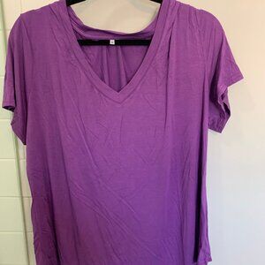 Women's Loose Fit V Neck Short Sleeve T-Shirt XL